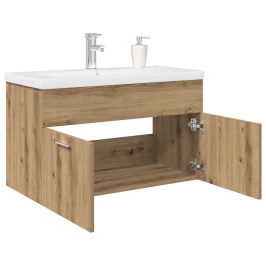 Mueble para lavabo con lavabo integrado y grifo roble artesanal