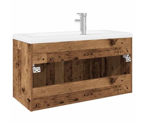 Mueble para lavabo con lavabo incorporado madera vieja