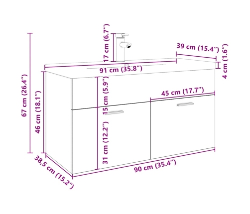 Mueble para lavabo con lavabo incorporado madera vieja