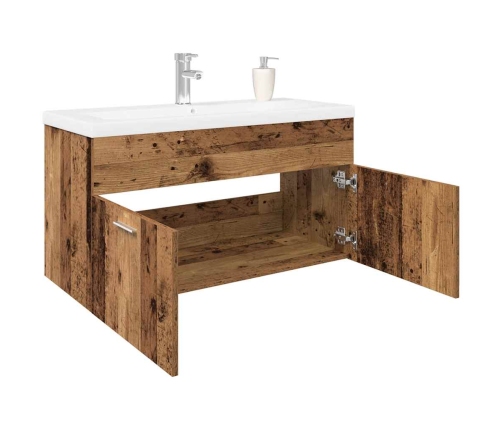 Mueble para lavabo con lavabo incorporado madera vieja