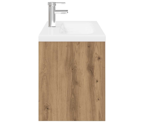 Mueble para lavabo con lavabo empotrado artesanal de roble