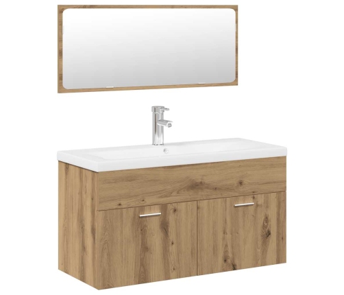 Juego de muebles baño 3 piezas madera ingeniería roble artisan