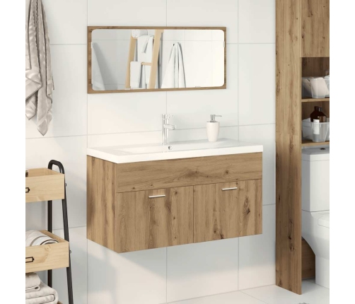 Juego de muebles baño 3 piezas madera ingeniería roble artisan