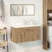 Juego de muebles baño 3 piezas madera ingeniería roble artisan