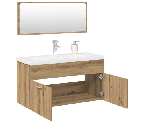 Juego de muebles baño 3 piezas madera ingeniería roble artisan