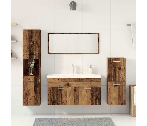 Juego de muebles de baño 5 piezas madera ingeniería envejecida