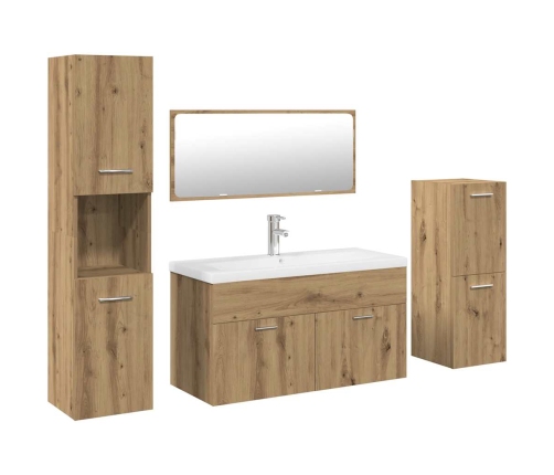 Juego de muebles baño 5 piezas madera ingeniería roble artisan