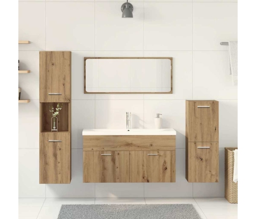 Juego de muebles baño 5 piezas madera ingeniería roble artisan