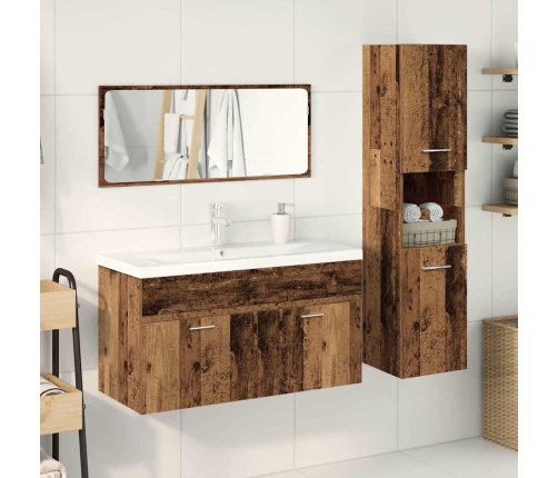 Juego de muebles de baño 4 piezas madera ingeniería envejecida