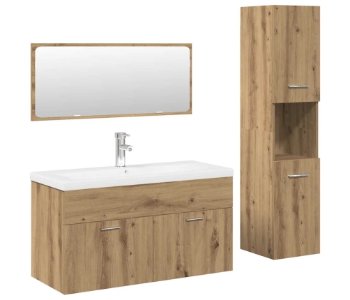 Juego de muebles baño 4 piezas madera ingeniería roble artisan