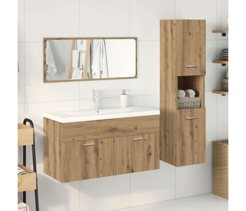 Juego de muebles baño 4 piezas madera ingeniería roble artisan