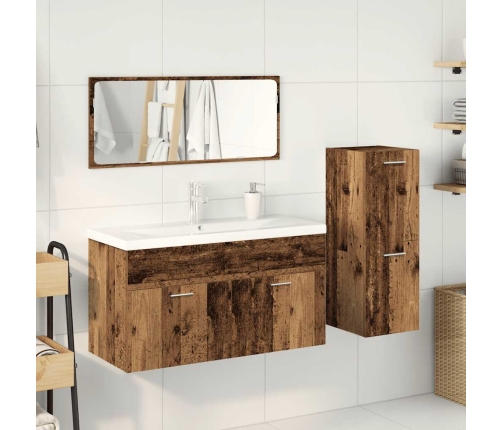 Juego de muebles de baño 4 piezas madera ingeniería envejecida