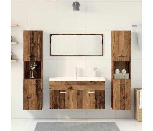 Juego de muebles de baño 5 piezas madera ingeniería envejecida