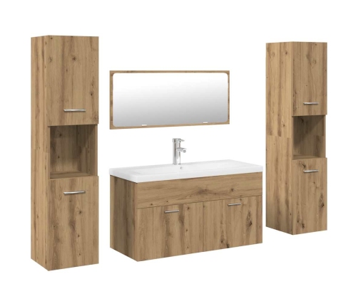 Juego de muebles baño 5 piezas madera ingeniería roble artisan