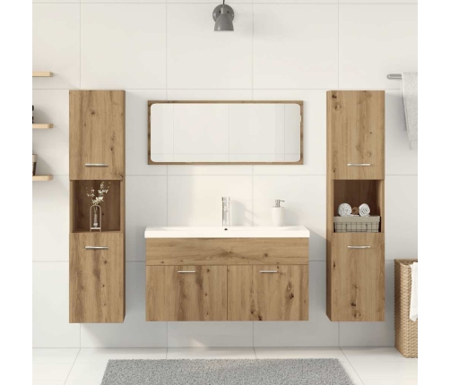 Juego de muebles baño 5 piezas madera ingeniería roble artisan