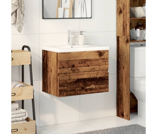 Mueble con lavabo integrado madera envejecida 61x39,5x49 cm