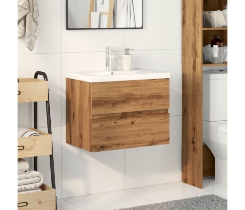 Mueble con lavabo integrado roble artesanal 61x39,5x49 cm