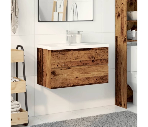 Mueble con lavabo integrado madera envejecida 81x39,5x49 cm