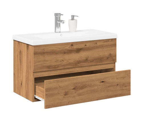 Mueble con lavabo integrado roble artesanal 81x39,5x49 cm