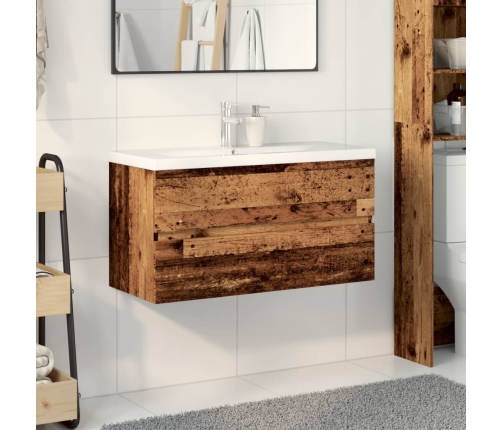 Mueble con lavabo integrado madera envejecida 91x39,5x49 cm