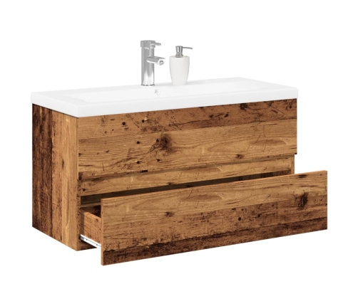 Mueble con lavabo integrado madera envejecida 91x39,5x49 cm