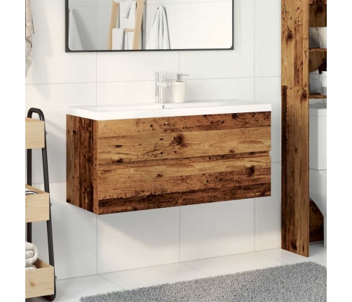 Mueble con lavabo integrado madera envejecida