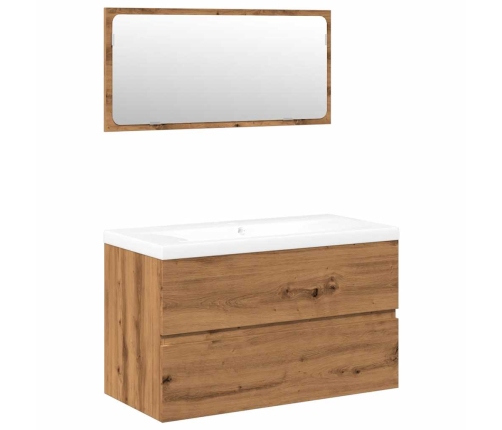 Juego de muebles de baño madera contrachapada artesanal roble