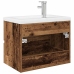 Mueble lavabo con lavabo integrado y grifo madera vieja