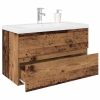 Mueble lavabo con lavabo integrado y grifo madera vieja