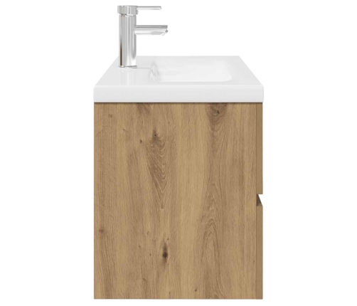 Mueble para lavabo con lavabo integrado y grifo roble artesanal