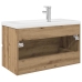 Mueble para lavabo con lavabo integrado y grifo roble artesanal