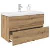 Mueble para lavabo con lavabo integrado y grifo roble artesanal