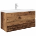 Mueble lavabo con lavabo integrado y grifo madera vieja