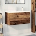 Mueble lavabo con lavabo integrado y grifo madera vieja