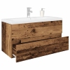 Mueble lavabo con lavabo integrado y grifo madera vieja