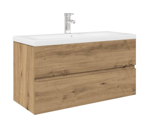 Mueble para lavabo con lavabo integrado y grifo roble artesanal