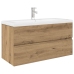 Mueble para lavabo con lavabo integrado y grifo roble artesanal