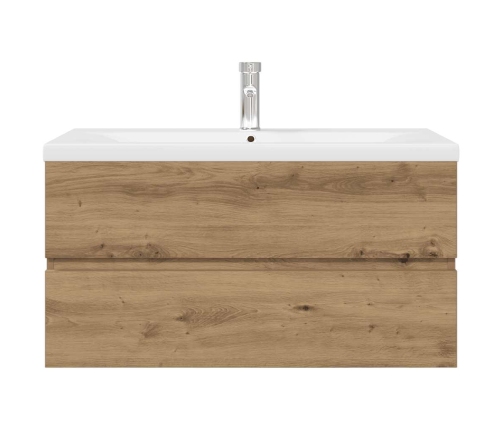 Mueble para lavabo con lavabo integrado y grifo roble artesanal