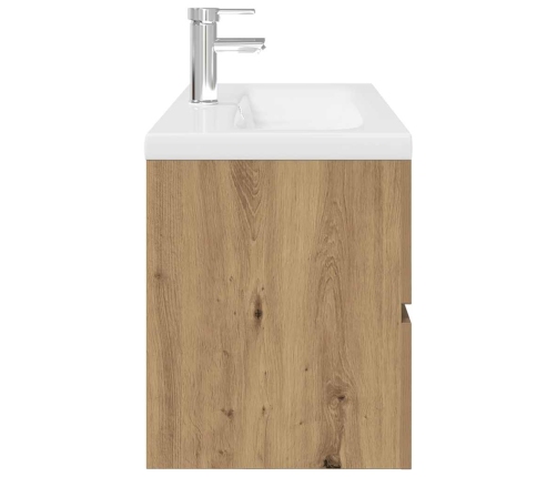 Mueble para lavabo con lavabo integrado y grifo roble artesanal