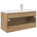 Mueble para lavabo con lavabo integrado y grifo roble artesanal