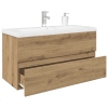 Mueble para lavabo con lavabo integrado y grifo roble artesanal