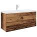 Mueble lavabo con lavabo integrado y grifo madera vieja