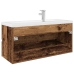 Mueble lavabo con lavabo integrado y grifo madera vieja