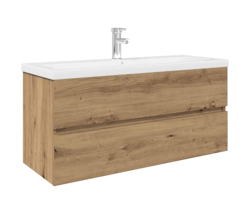 Mueble para lavabo con lavabo integrado y grifo roble artesanal