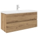 Mueble para lavabo con lavabo integrado y grifo roble artesanal