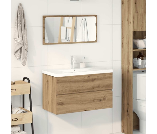 Juego de muebles baño 3 piezas madera ingeniería roble artisan