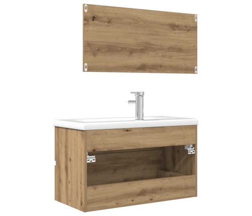 Juego de muebles baño 3 piezas madera ingeniería roble artisan