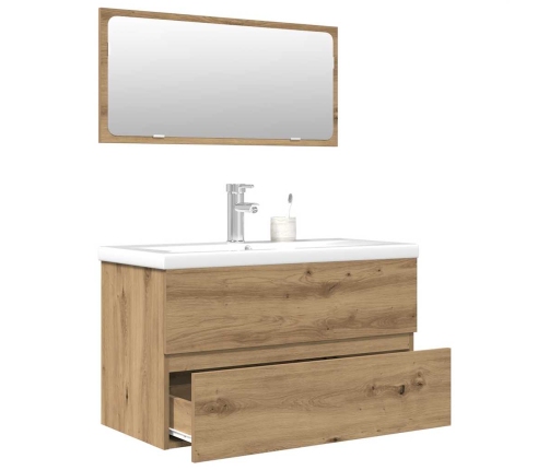 Juego de muebles baño 3 piezas madera ingeniería roble artisan