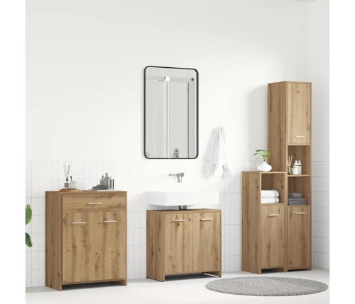 Juego de muebles baño 4 piezas madera ingeniería roble artisan