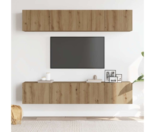 Muebles de TV de pared 4 uds madera ingeniería roble artesanal